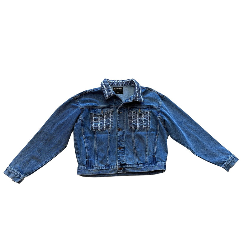 Minime Paris, Denim and Blue Tweed Jacket, NWOT, M/L