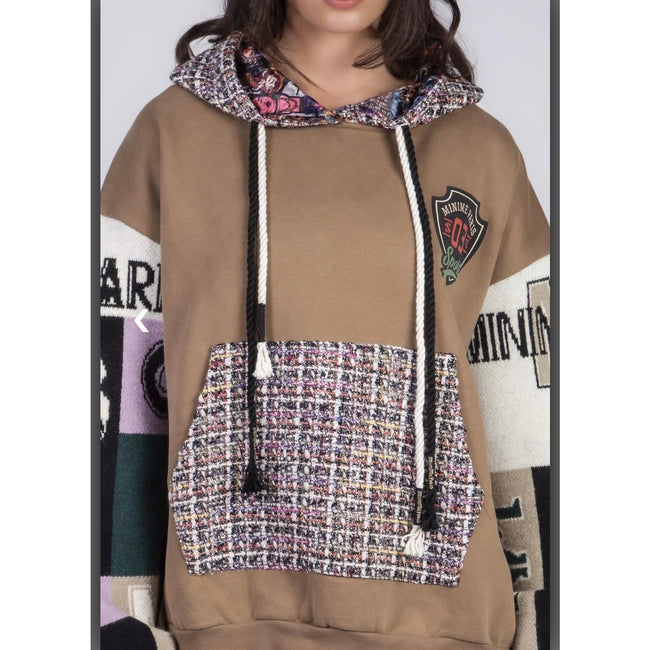 Minime Paris Tweed and Knit Hoodie