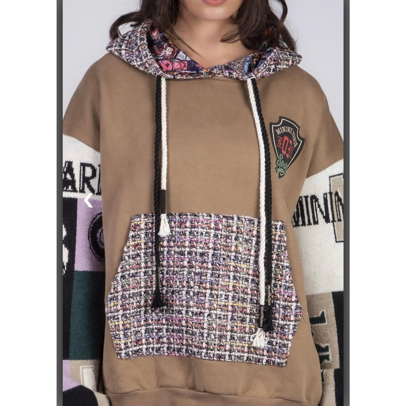 Minime Paris Tweed and Knit Hoodie