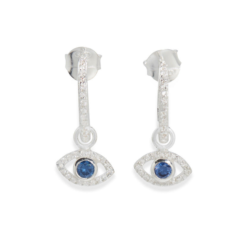 With Love Darling, Sparkly Eye Hoop Earring, NWT, Silver