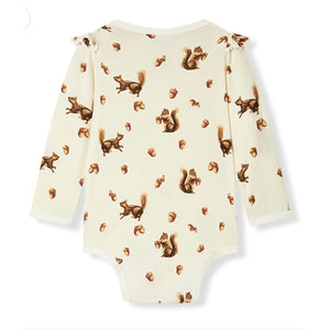 Milkbarn Luxe Stretch Ruffle Long Sleeve One Piece, Chipmunk, NWT, multiple sizes available