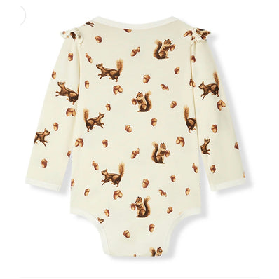 Milkbarn Luxe Stretch Ruffle Long Sleeve One Piece, Chipmunk, NWT, multiple sizes available