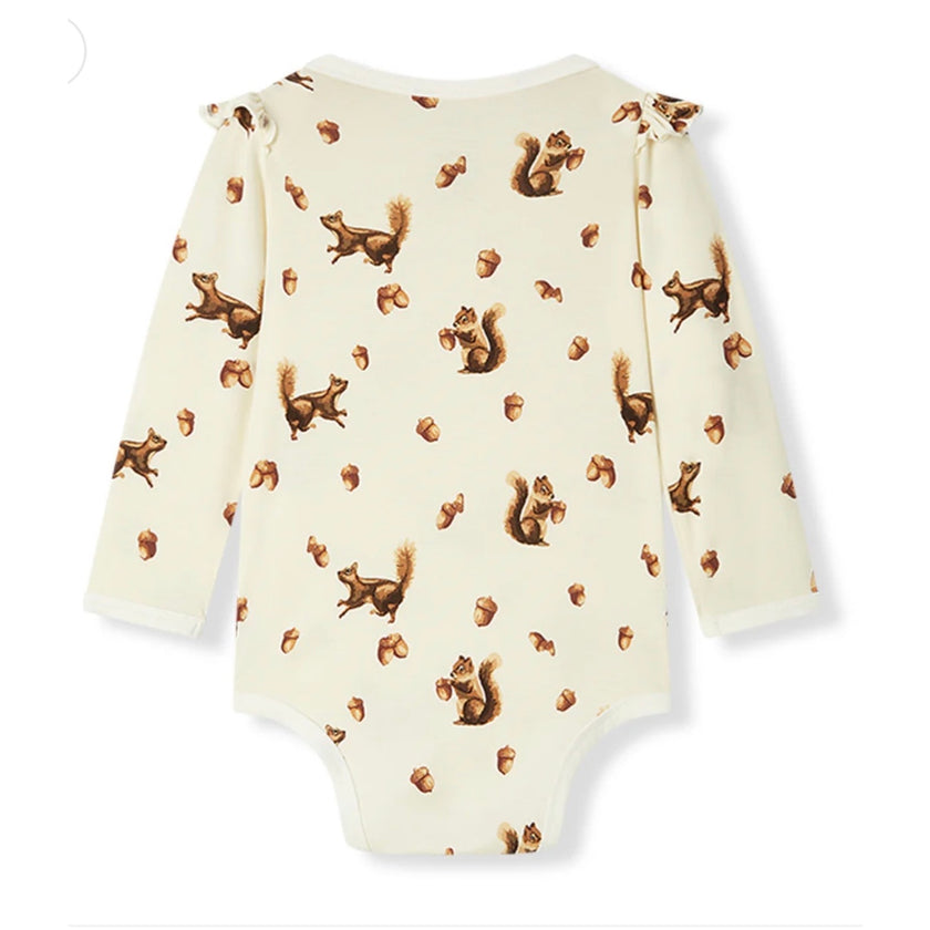 Milkbarn Luxe Stretch Ruffle Long Sleeve One Piece, Chipmunk, NWT, multiple sizes available