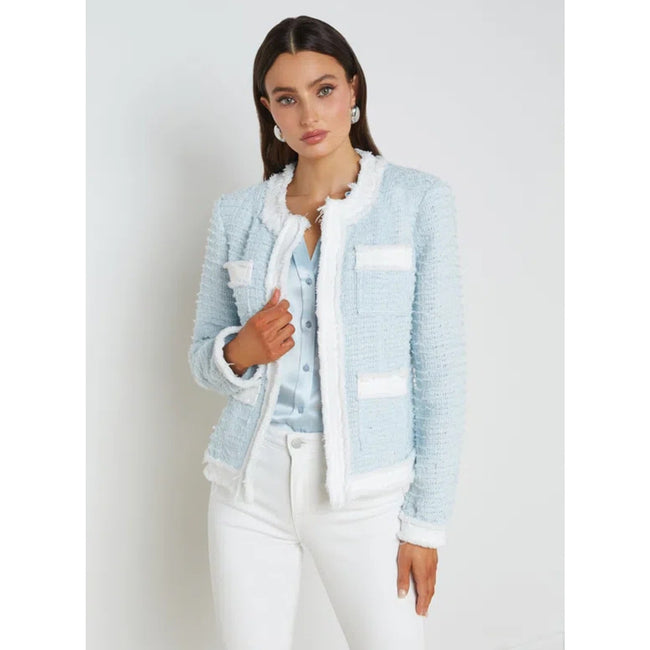 ✨ L’AGENCE Agnes Tweed Denim Jacket – Size Large – NWT ✨