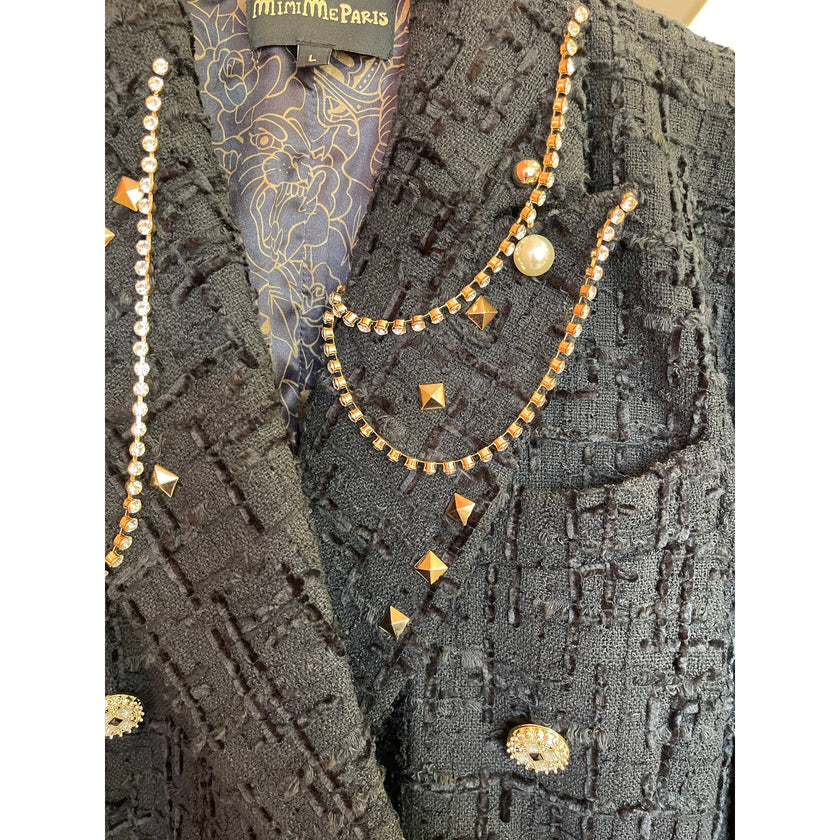 Minime Paris Tweed Oversized Double Breasted Blazer NWOT Large