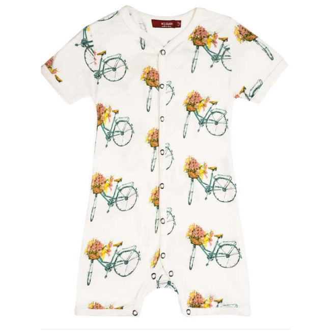 MILKBARN Floral Bicycle Bamboo Shortall NWT 3-6 months