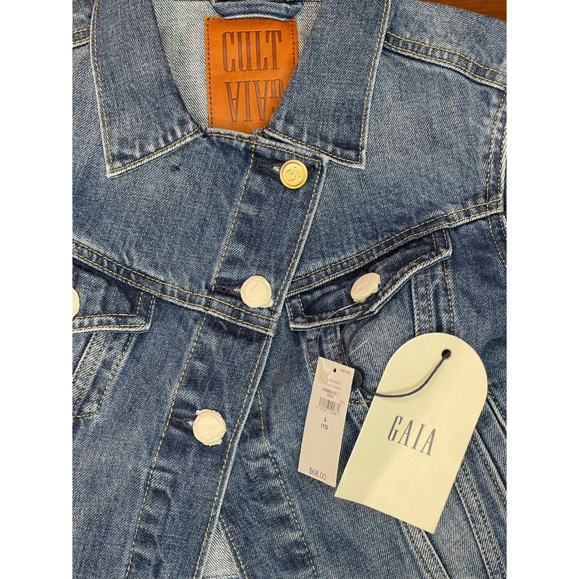 Gap × Cult Gaia Kids Asymmetrical Denim Jacket Size Large, kids 10