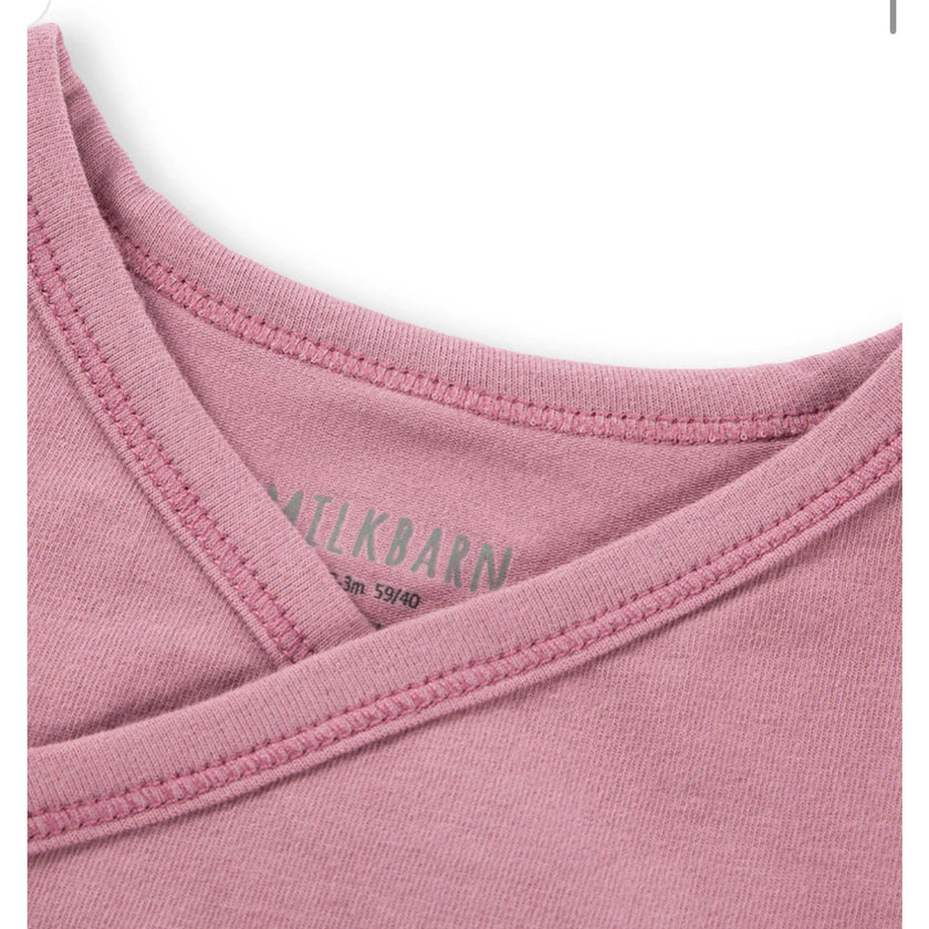 MILKBARN 3-6 months Plum Stretch Crossover Long Sleeve One Piece