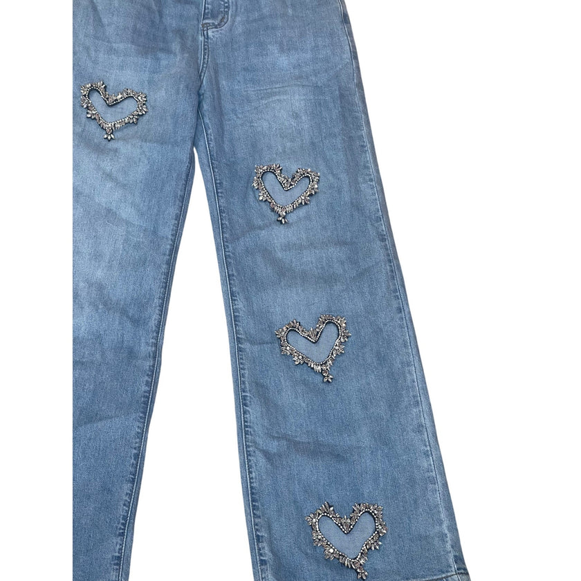 💖 Crystal Heart Cutout Jeans 💖 NWT Large