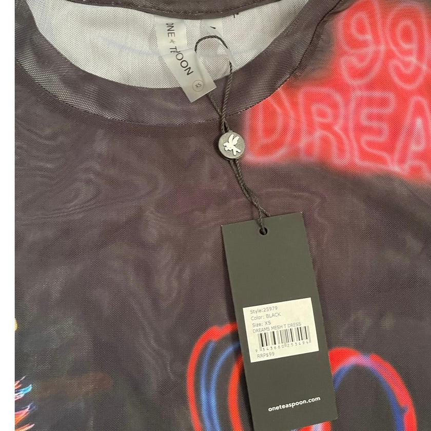 One Teaspoon 99 Cent Dreams oversized mesh tee dress, size XS, photo 7 of 10