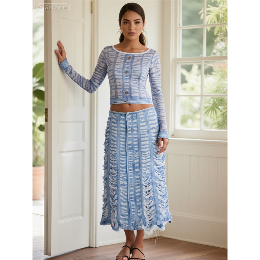 Diesel De-Ghil-FSC Denim MIdi Skirt, NWT Size: 25