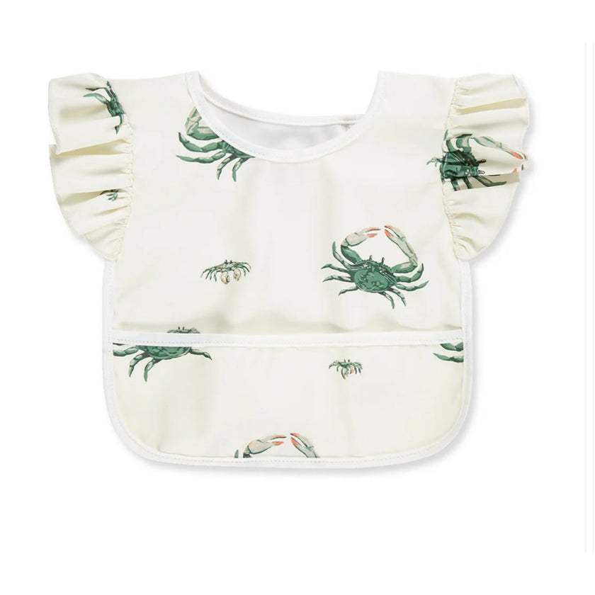 MILKBARN Coastal Crab Ruffle Pocket Bib NWT