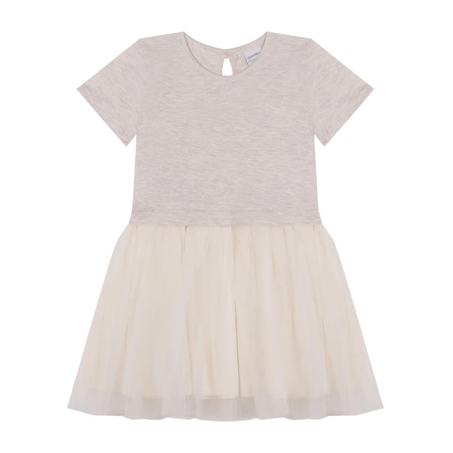 Antebies Contrasting Ecru Tulle Dress