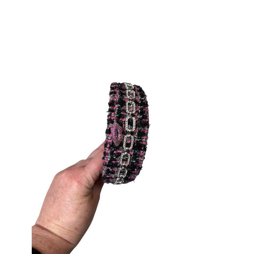 Minime Paris, Handmade Pink and Black Tweed Headband