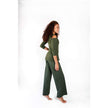 Yoga Democracy, Open Shoulder Top, Forest Green