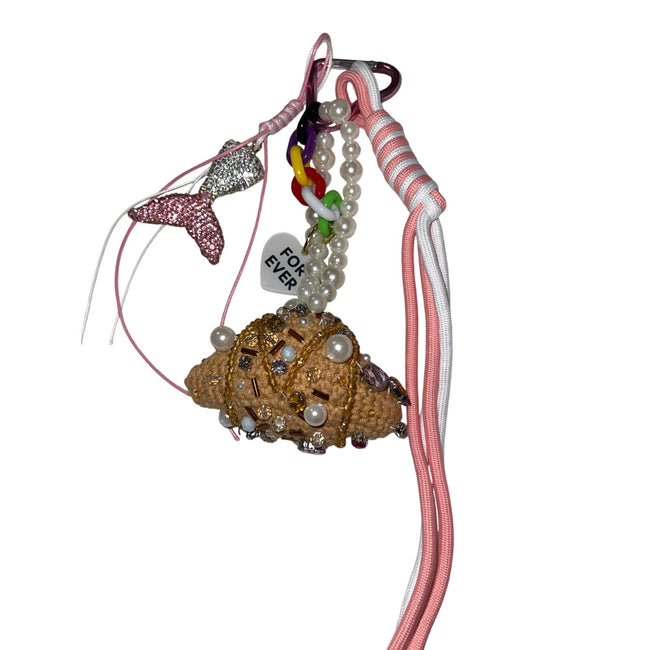 Minime Paris Crochet Croissant Keychain/ Bag Charm NWOT