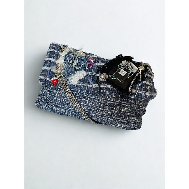 Minime Paris, Haute Denim French Tweed Bag w/ Luxe Details NWOT
