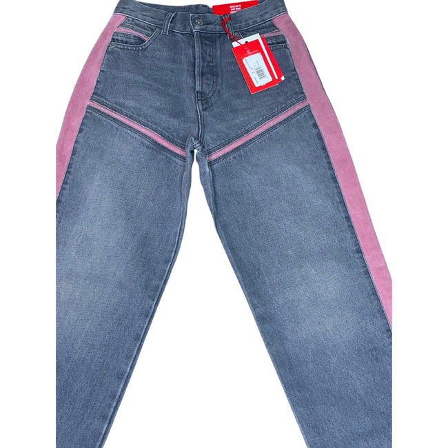 ✨ Diesel D-Pilut Two-Tone Jeans Sz 24 NWT – Grey & Red Straight Leg Denim