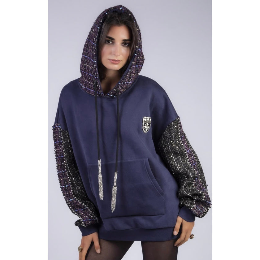 Minime Paris Tweed Hoodie Navy