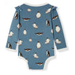 Milkbarn Luxe Stretch Ruffle Long Sleeve One Piece, Penguin