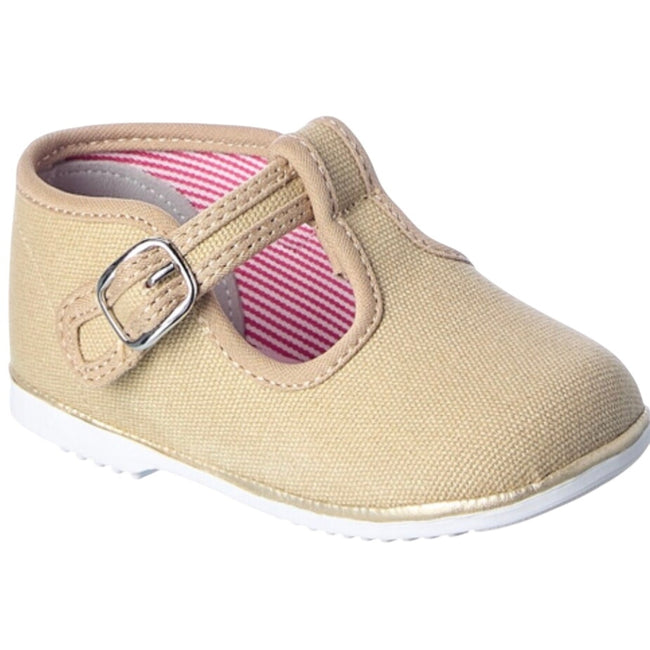 L'Amour Poppy Canvas T-Strap, Biscuit