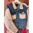 Minime Paris, Denim and Pink Tweed Jacket NWOT Med