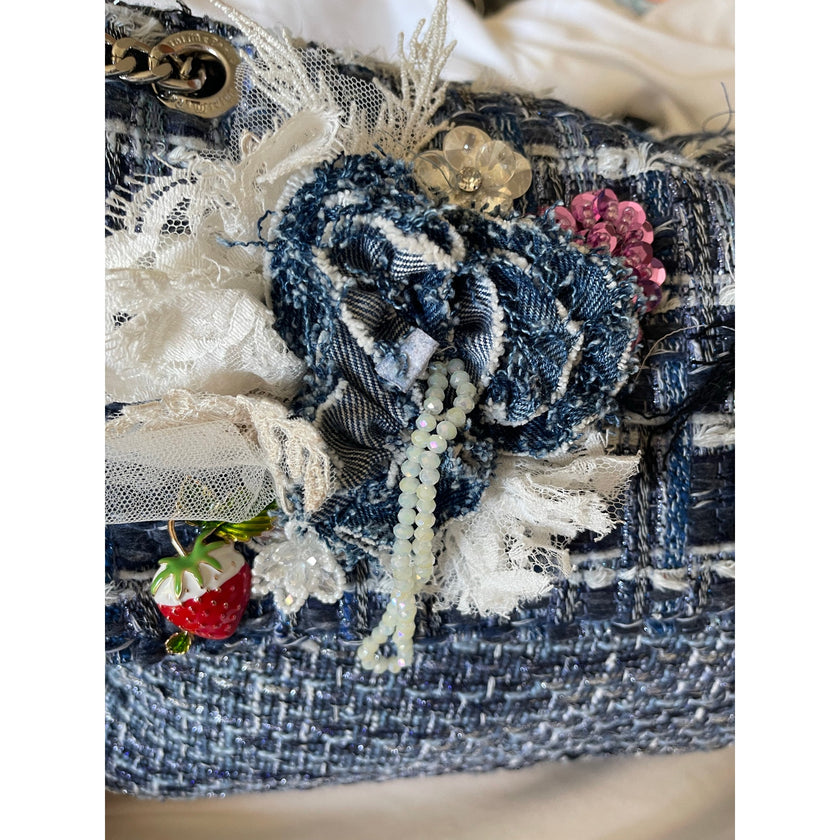 Minime Paris, Haute Denim French Tweed Bag w/ Luxe Details NWOT