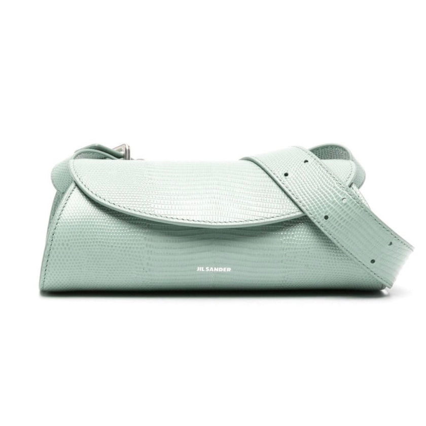 Jill Sander Cannolo Embossed Leather Bag, Mint Green