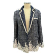 Minime Paris Denim Tweed and Lace Detail Blazer