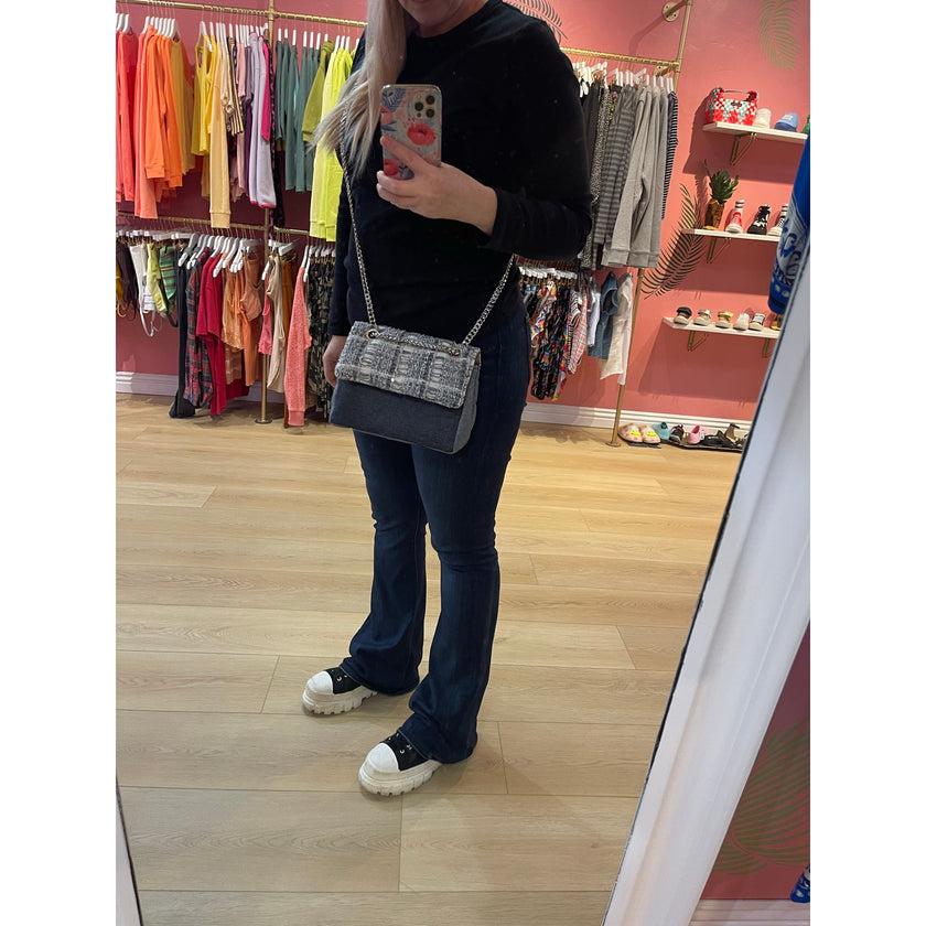 Minime Paris Tweed and Denim Medium Sac NWOT