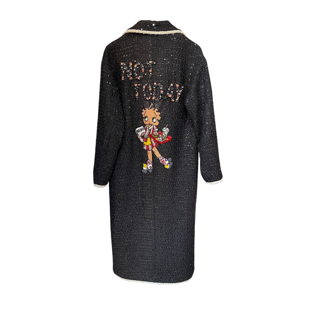Minime Paris Betty Boop Tweed Long Coat. NWOT Size Med