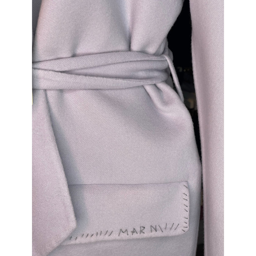 Marni Lilac Wool Cashmere Belted Coat – Made in Italy, Size 42 NWT
