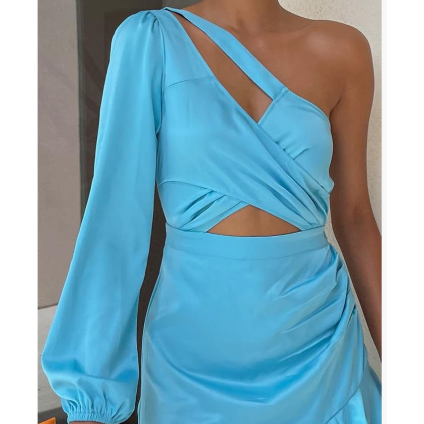 The Drop x Laura Vanessa Lavendula One Shoulder Asymmetrical Dress NWT Large