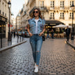 Minime Paris upcycled Dior scarf denim vest, size medium, photo 1 of 5