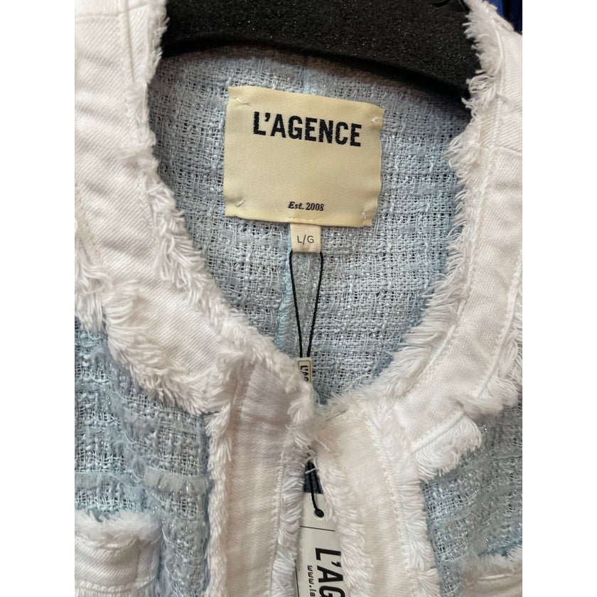 ✨ L’AGENCE Agnes Tweed Denim Jacket – Size Large – NWT ✨