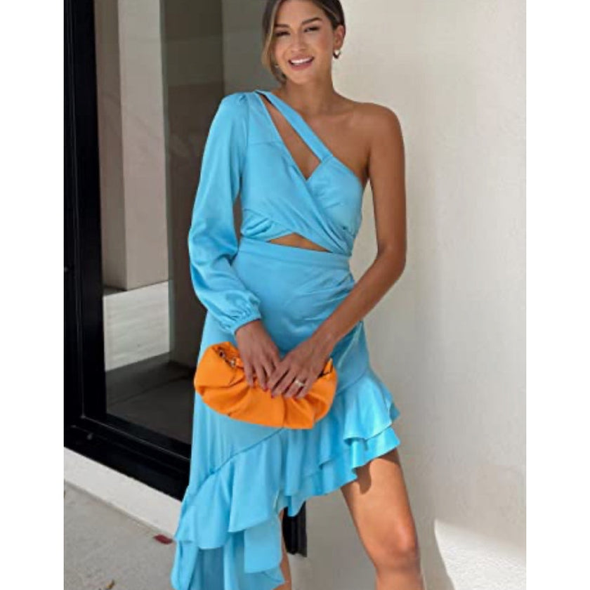 The Drop x Laura Vanessa Lavendula One Shoulder Asymmetrical Dress NWT Large