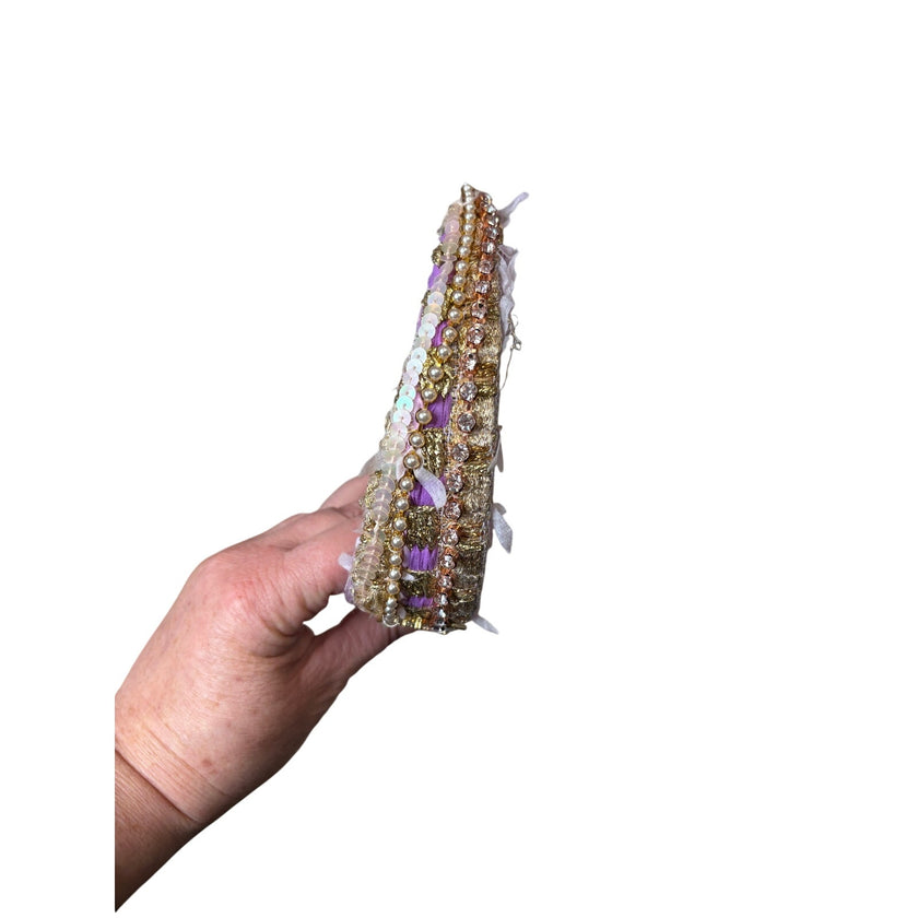 Minime Handmade Tweed Headband 3 Rows Light Purple