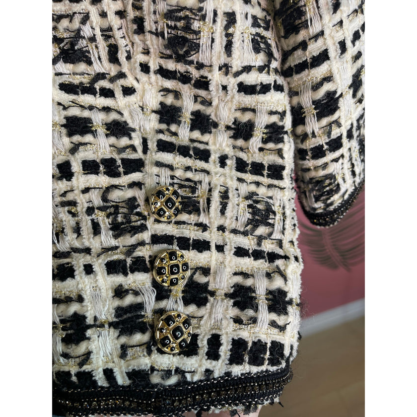 Minime Paris, Black and White Cropped Tweed Blazer NWOT Medium