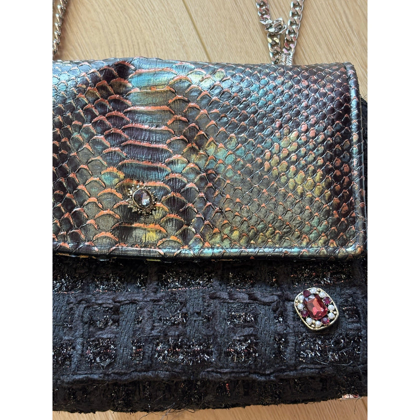 Minime Embossed Leather/ Tweed Medium Sac