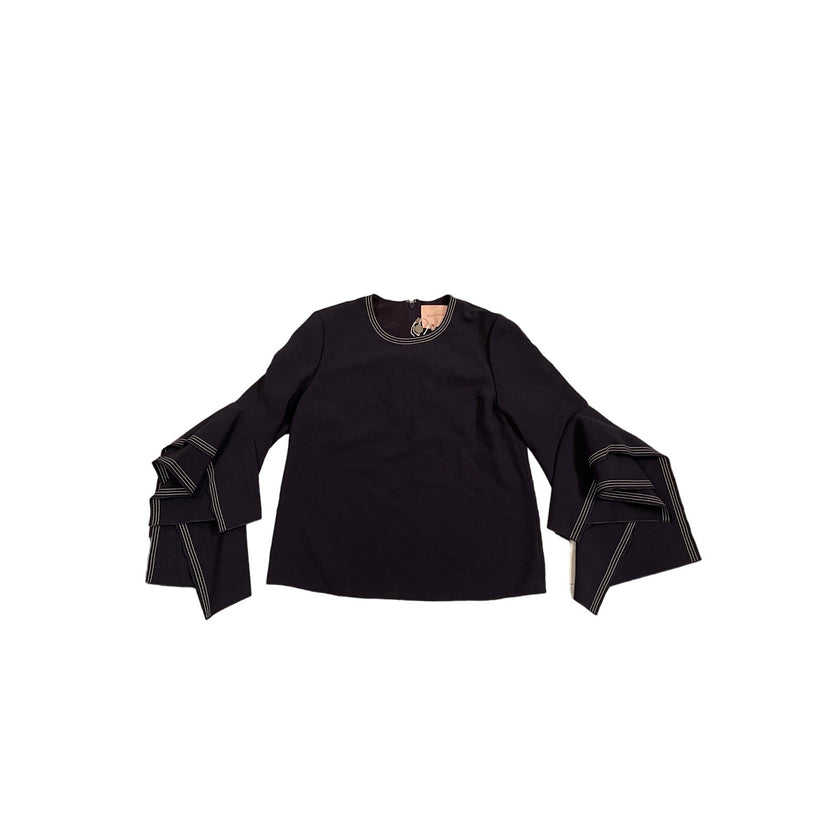 Roksanda, Navy Ruffle Sleeve Blouse, NWT, UK 10