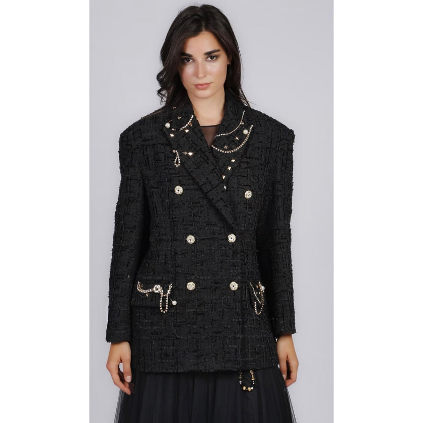 Minime Paris Tweed Oversized Double Breasted Blazer NWOT Large