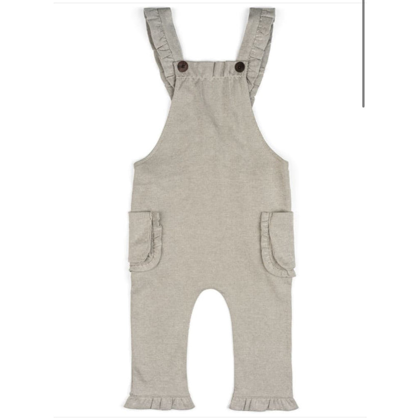 MILKBARN 6-12 months Grey Pinstripe Ruffle Overall NWT