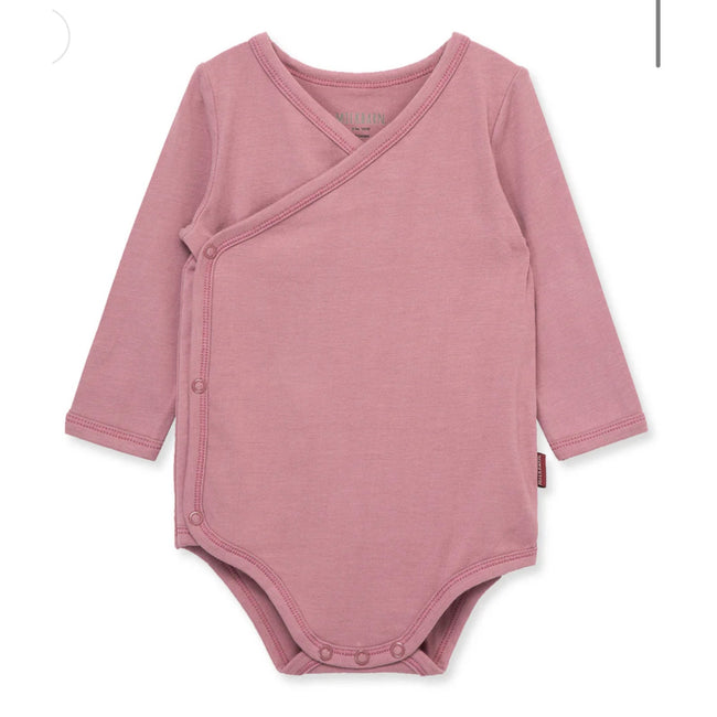 MILKBARN 12-18 Months Plum Stretch Crossover Long Sleeve One Piece