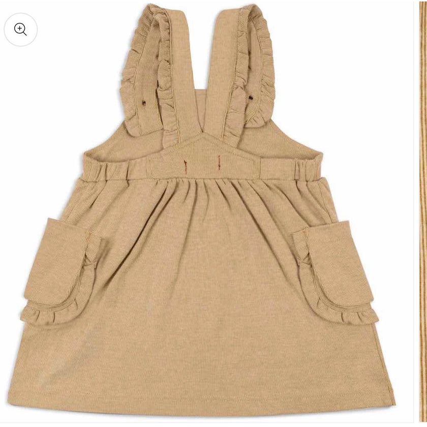 Milkbarn Organic Dress Overall Rust Pinstripe, 3-6 Months