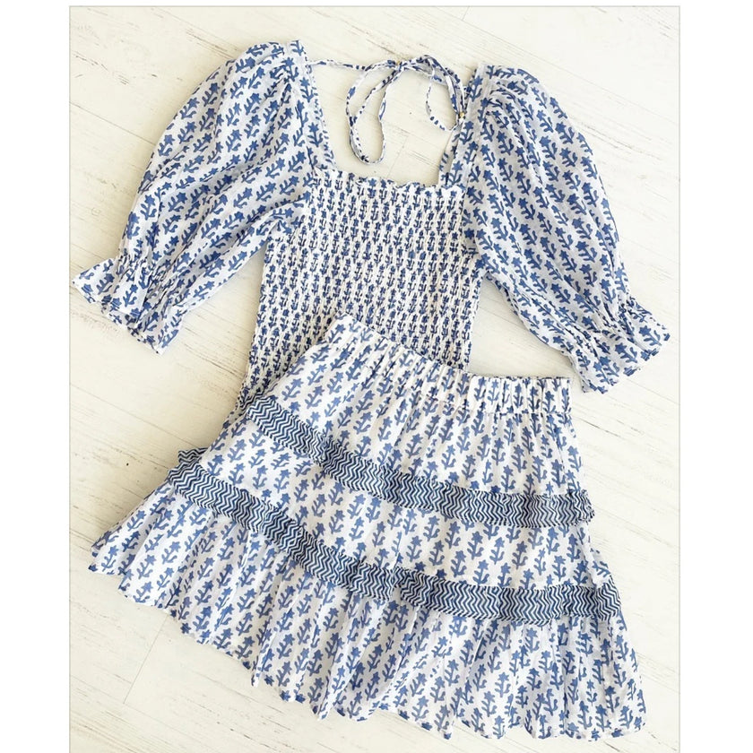 Oliphant, Flirty Skirt, NWT, Blue Flora
