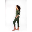 Yoga Democracy, Open Shoulder Top, Forest Green