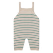 Antebies, Mint Beige Striped Knit Overalls