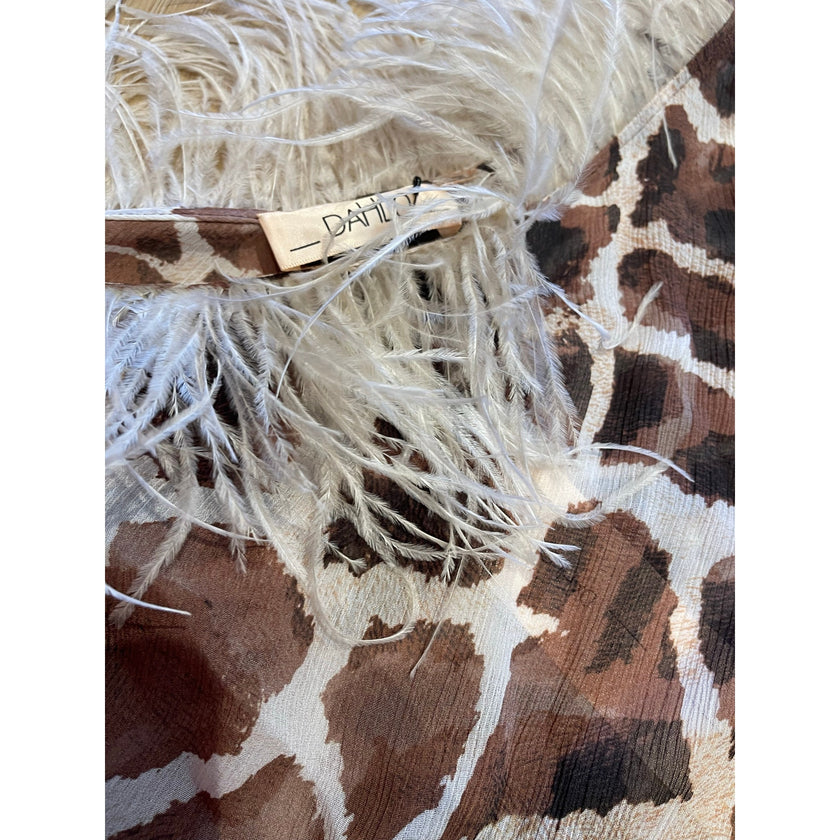 Dahlo Printed Ostrich Feather One Shoulder Top NWT size 42 IT