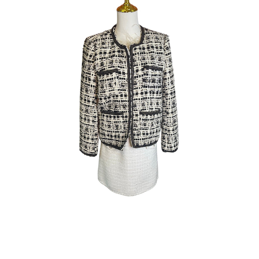 Minime Paris, Black and White Cropped Tweed Blazer NWOT Medium