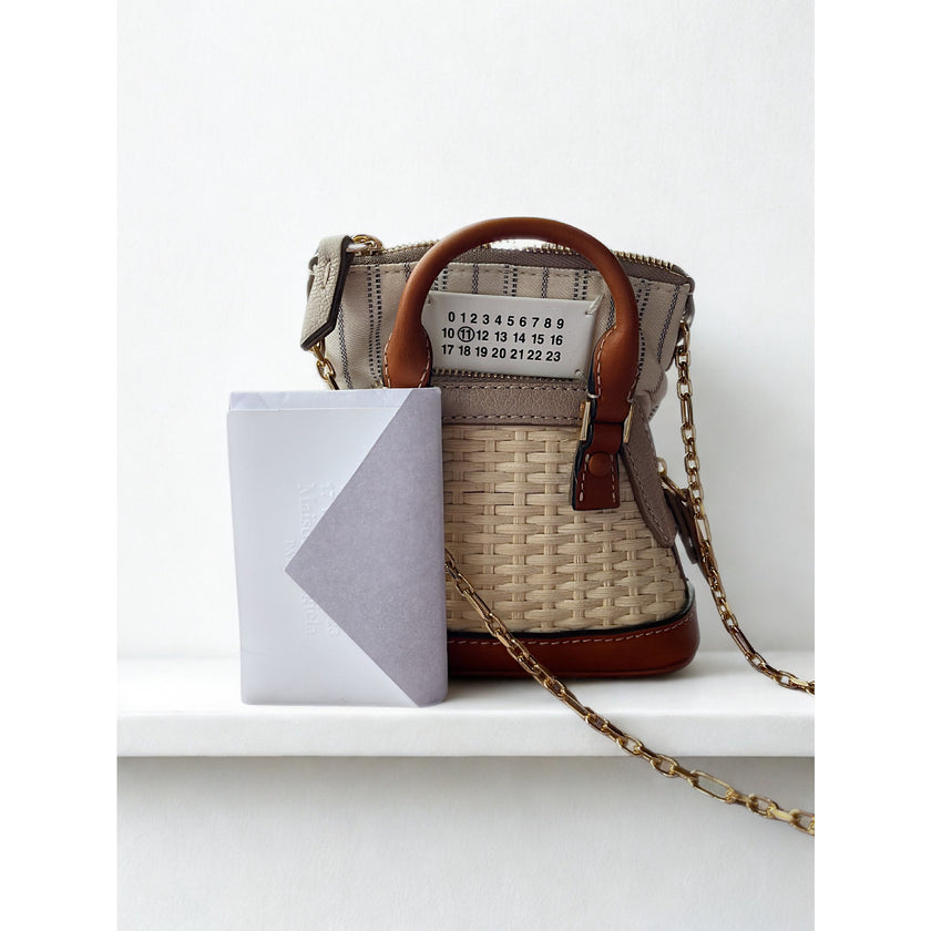 Maison Margiela 5AC Classique Baby Top Handle Bag NWT Raffia Beige